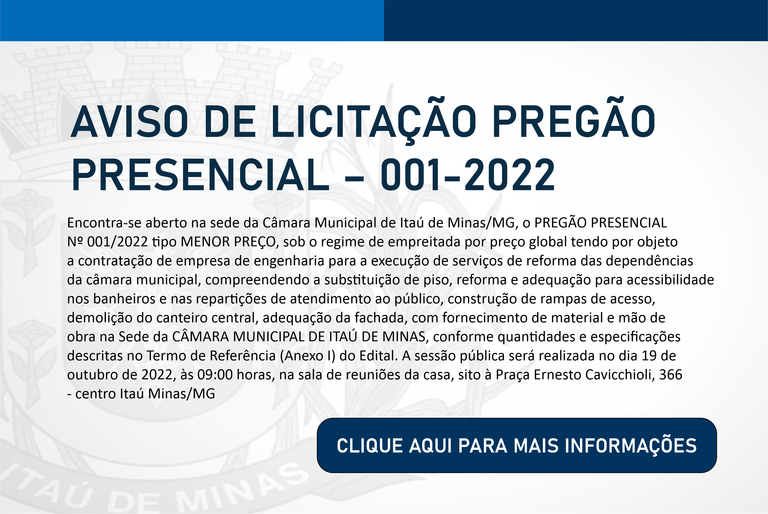 Aviso De Licita O C Mara Municipal De Ita De Minas