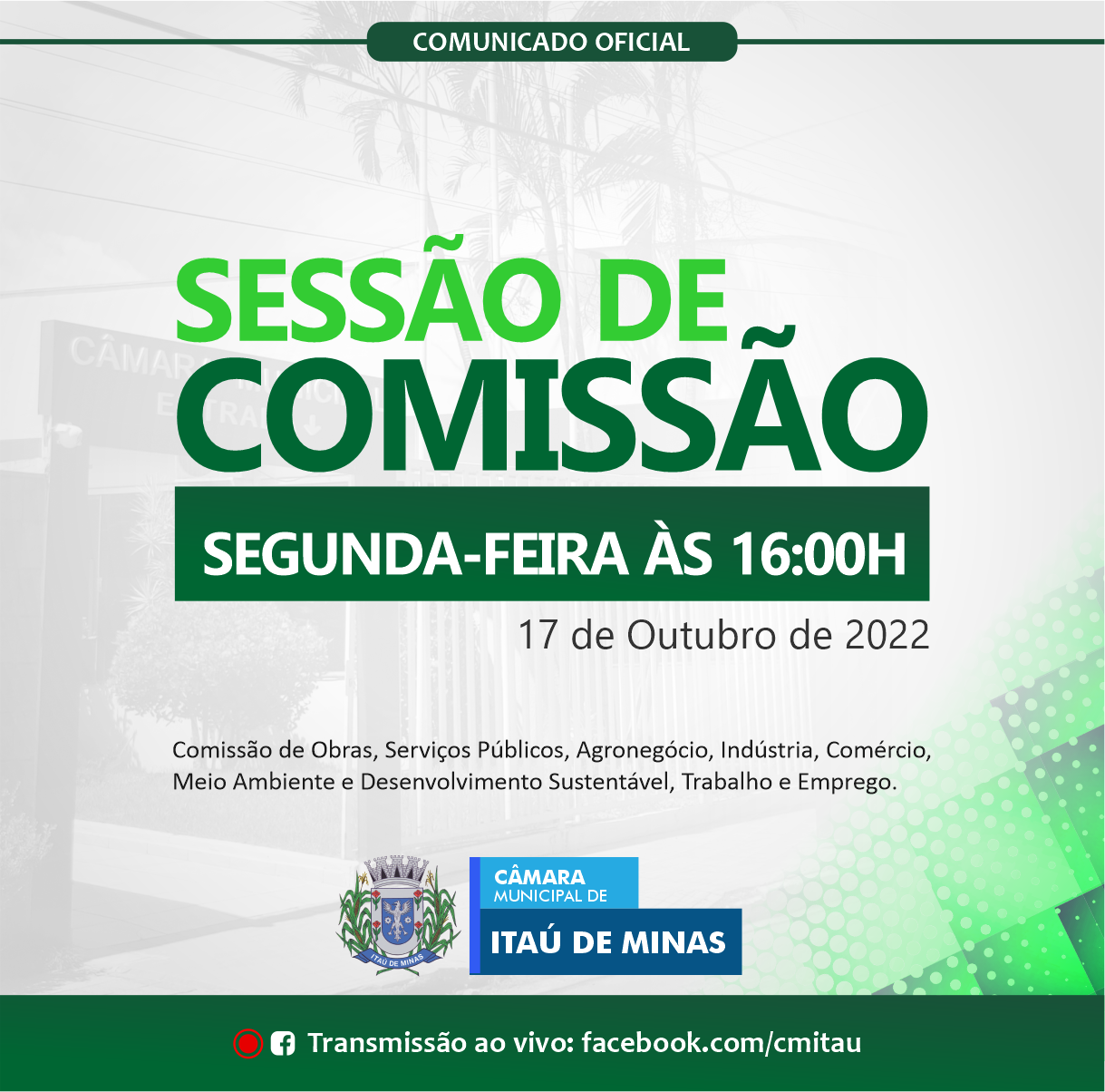 COMUNICADO DE SESSÃO DE COMISSÃO