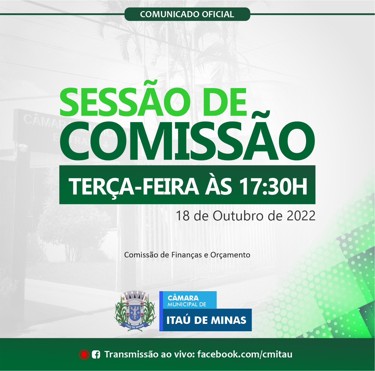 COMUNICADO DE SESSÃO DE COMISSÃO