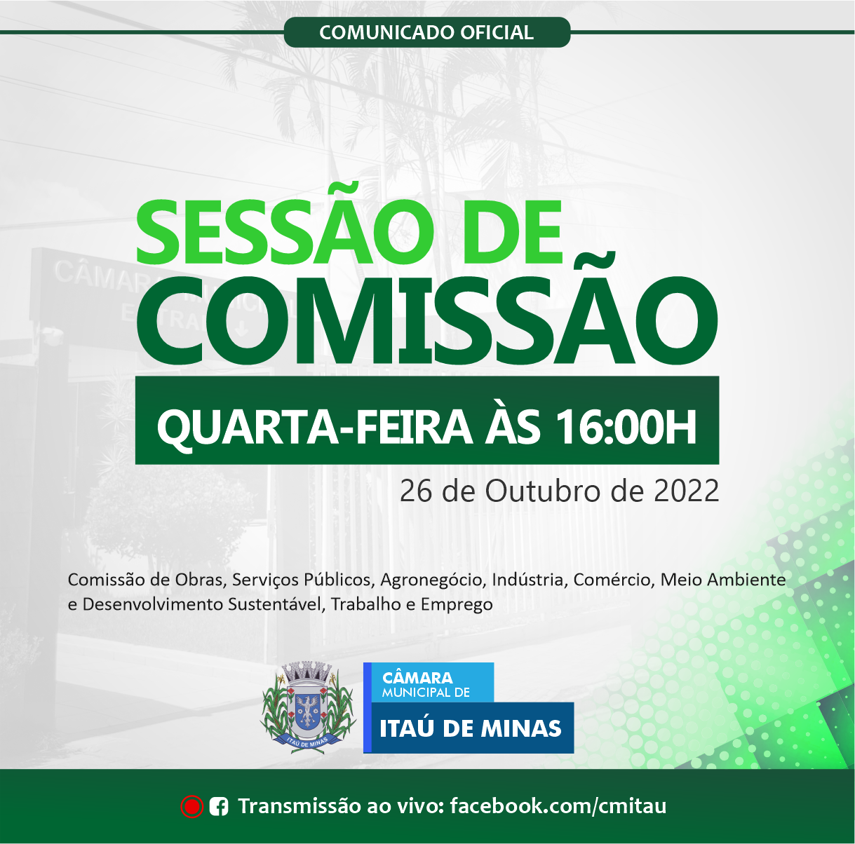 COMUNICADO DE SESSÃO DE COMISSÃO