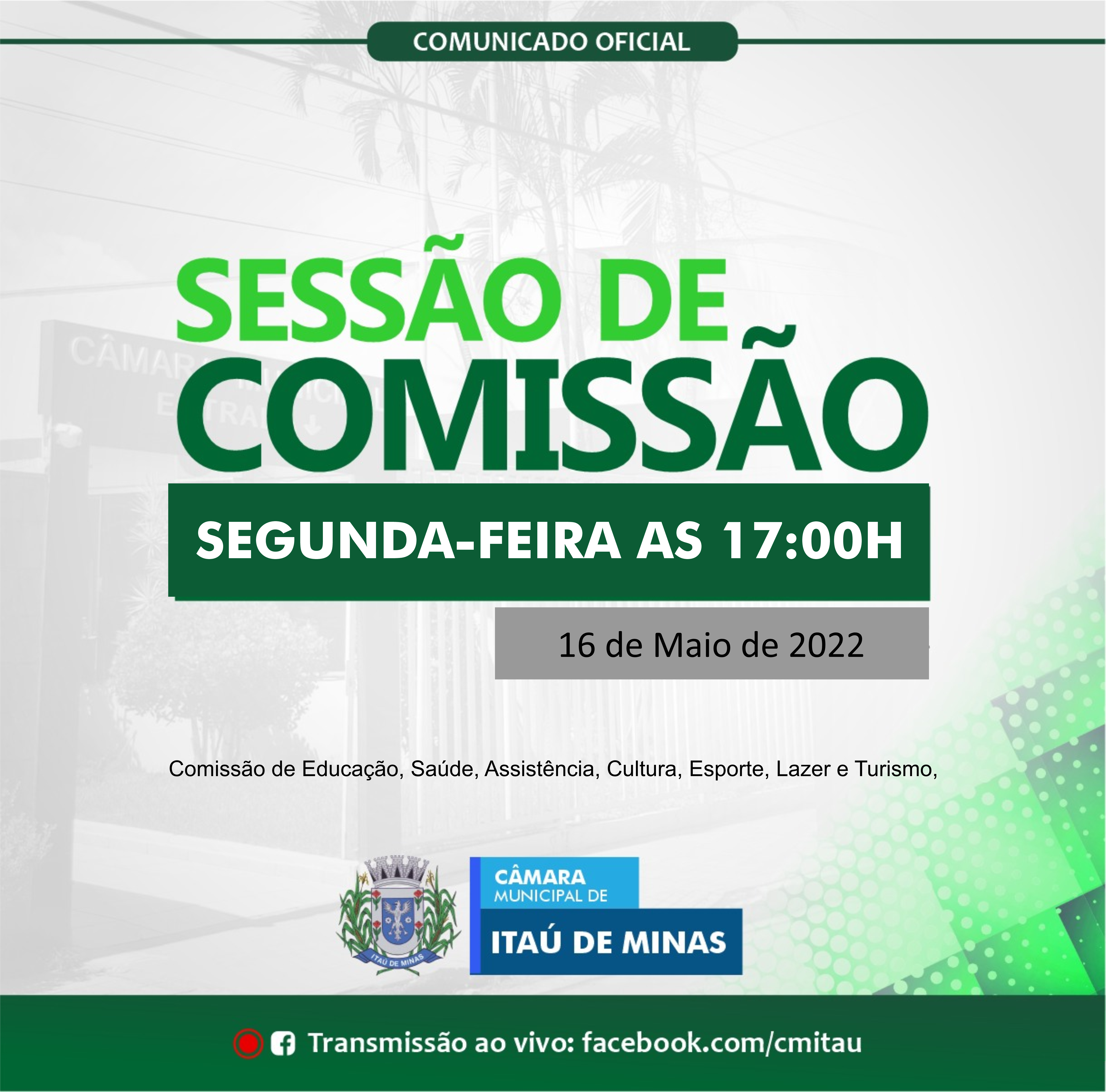 COMUNICADO DE SESSÃO DE COMISSÃO