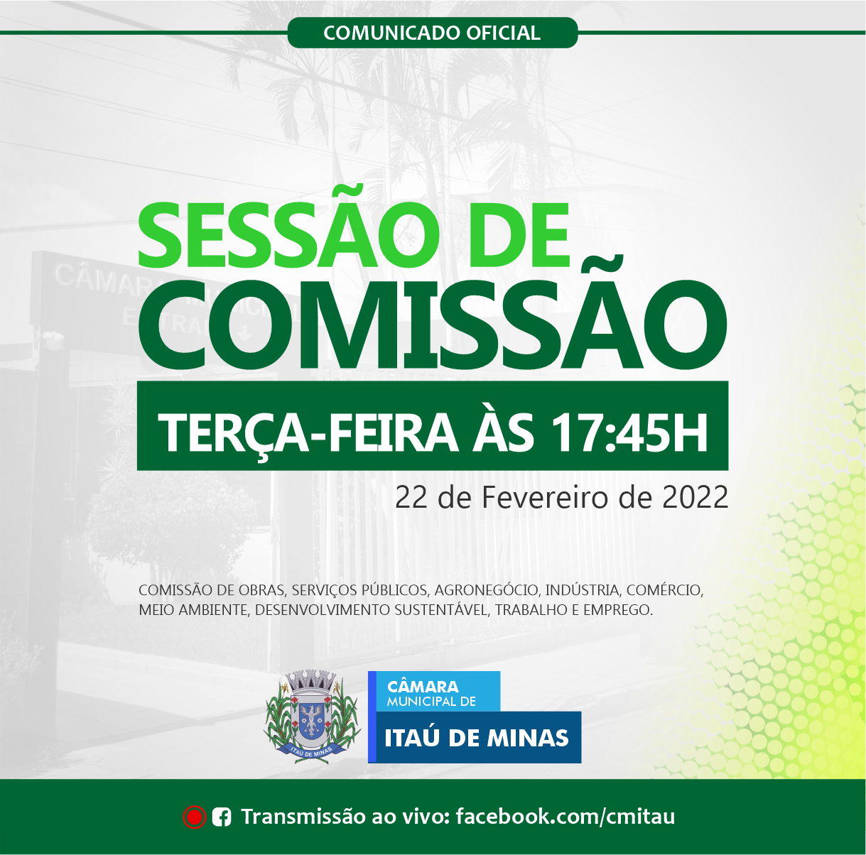 COMUNICADO DE SESSÃO DE COMISSÃO