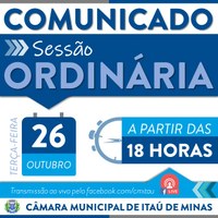 COMUNICADO DE SESSÃO ORDINÁRIA