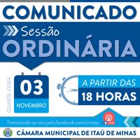 COMUNICADO DE SESSÃO ORDINÁRIA