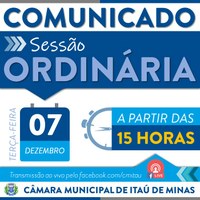 COMUNICADO DE SESSÃO ORDINÁRIA