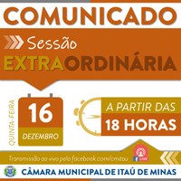 COMUNICADO DE SESSÃO EXTRAORDINÁRIA