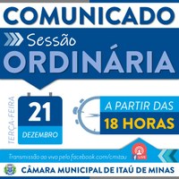 COMUNICADO DE SESSÃO ORDINÁRIA