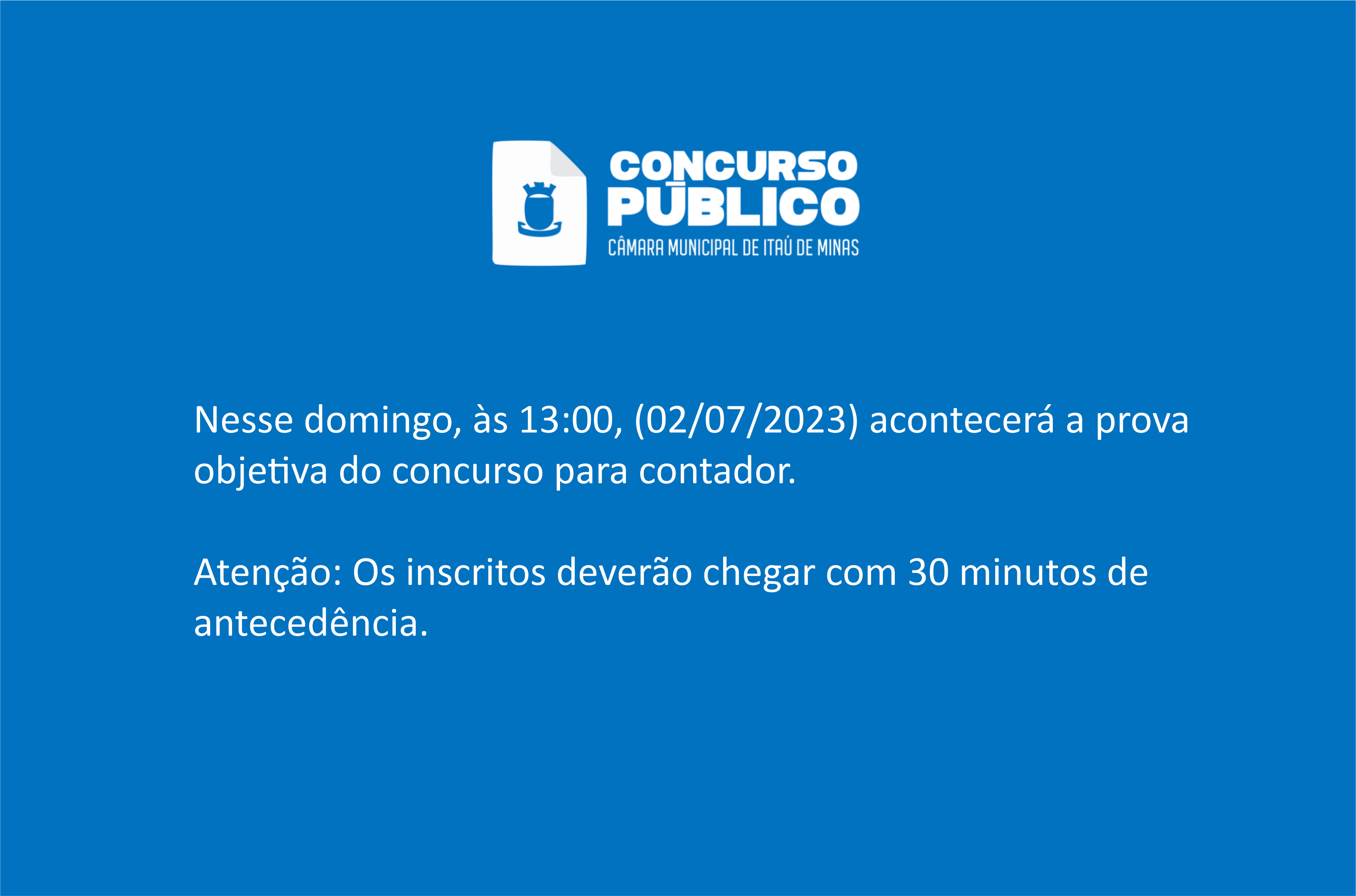 Comunicado sobre o concurso que acontecerá nesse domingo (02/07)