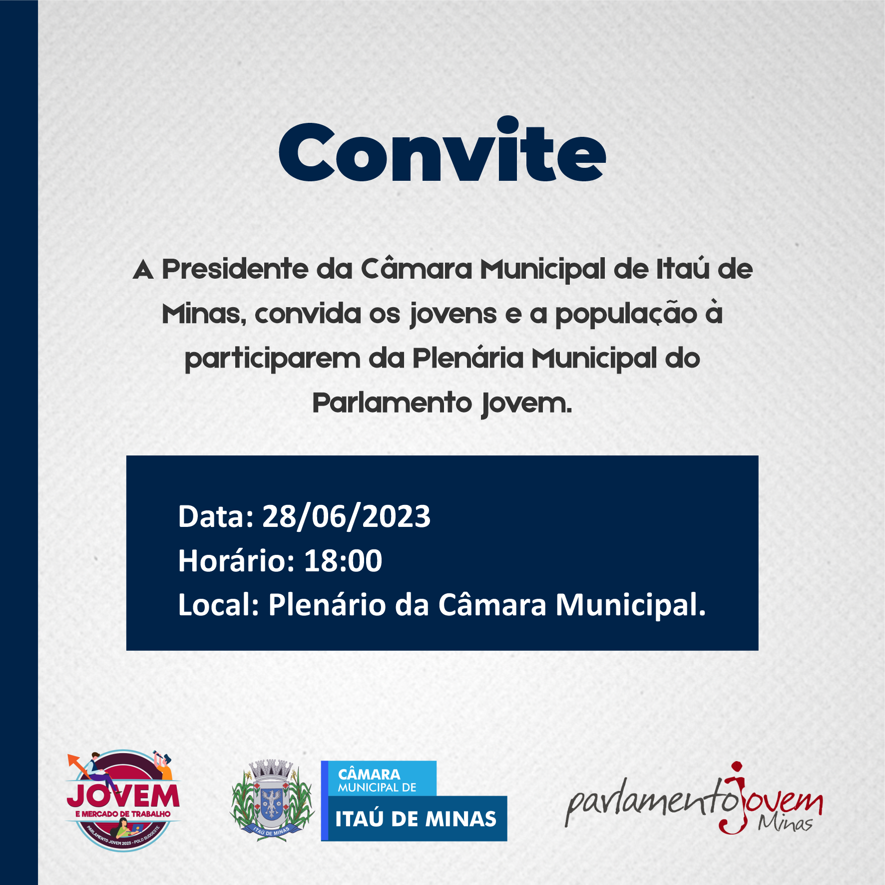 Convite para a Plenária Municipal do Parlamento Jovem