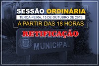 RETIFICAÇÃO - COMUNICADO SESSÃO ORDINÁRIA